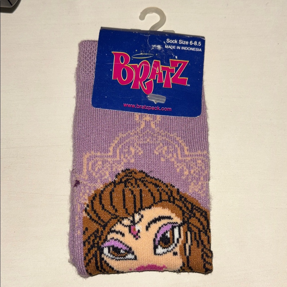 🩷. Bratz Character Socks Y2K Purple Cartoon Fashion Ankle Socks Retro Style